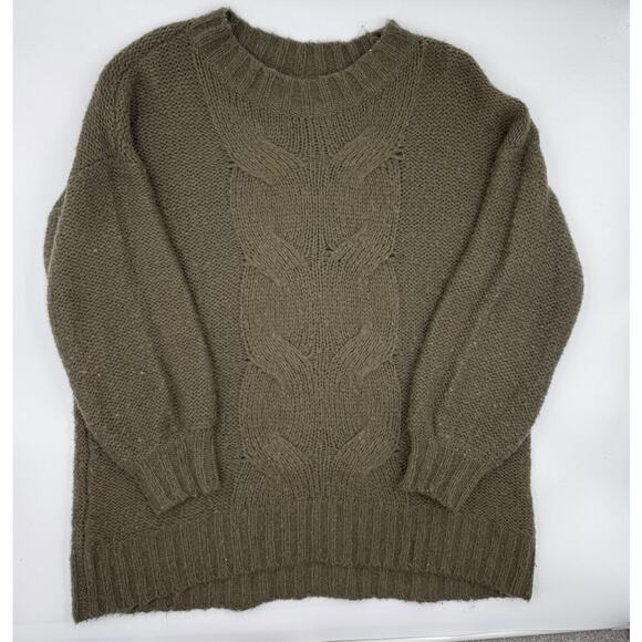 Aerie Green Knitted Wool Blend Pullover Sweater Extra Small Oversized - Picture 3 of 4